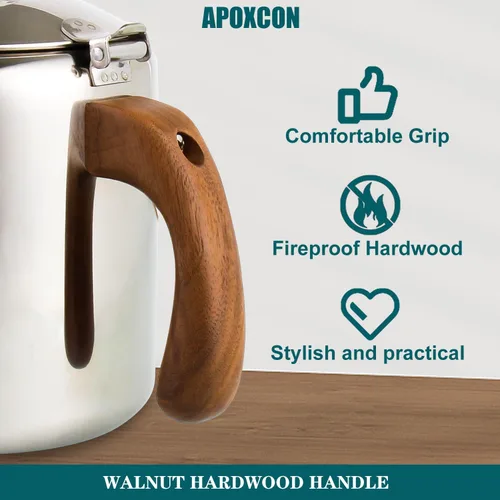 Miniatura 9 de APOXCON Cafetera de acero inoxidable con mango de madera maciza ignífuga y perilla de progreso de cerveza transparente de vidrio resistente, olla