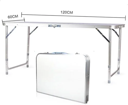 Miniatura 3 de Mesa de picnic plegable, 47.24 x 23.62 x 21.65 pulgadas, mesa plegable de aluminio ligera, mesa de campamento de aluminio, mesa portátil