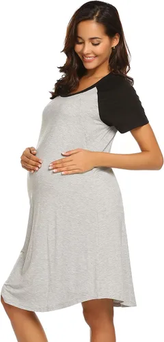 Miniatura 3 de Ekouaer - Vestido 3 en 1 para maternidad, trabajo de parto y lactancia prenda para hospital, para dormir y amamantar.