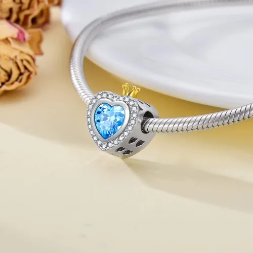 Miniatura 6 de LONAGO Abalorio personalizado con foto para mujer, plata de ley 925, con forma de corazón, piedra natal simulada