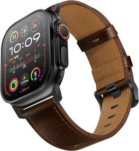 Miniatura 10 de UUPWPOKT - Correa de cuero compatible con Apple Watch Ultra 3/2/1 de 49/46/45/44/42 mm, correa de cuero genuino para iWatch Ultra Series 11 10 9 8 7