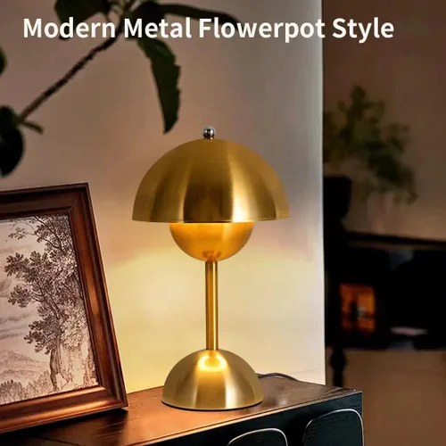 Miniatura 7 de Lámpara de mesa con control táctil, lámpara de seta dorada regulable, luz nocturna para dormitorio, sala de estar, estudio, cafetería, oficina, luz