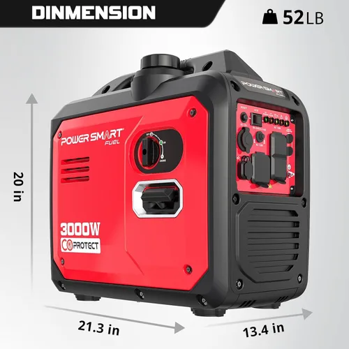 Miniatura 7 de PowerSmart Generador portátil del inversor de 3000 vatios accionado a gas, silencioso para acampar