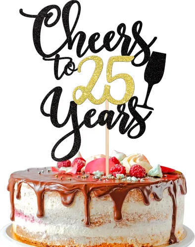 Miniatura 8 de 1 pieza de decoración para tartas de "Cheers to 20 años" con purpurina dorada y negra para pastel de 20 años, decoración de pastel de 20 años