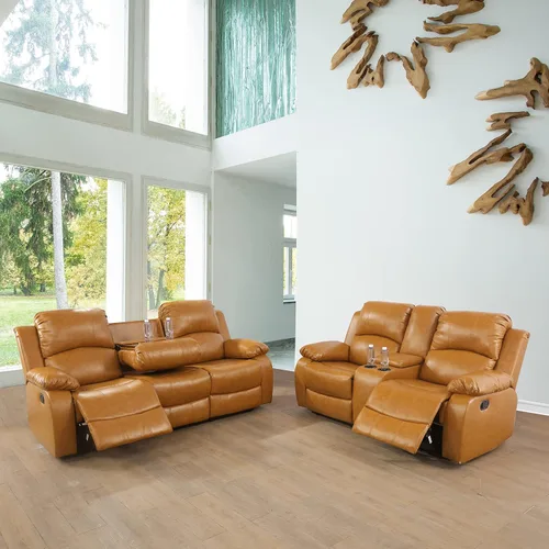 Beverly Fine Furniture Alpine - Juego de sillón reclinable para sala de estar, sofá de dos piezas, color jengibre