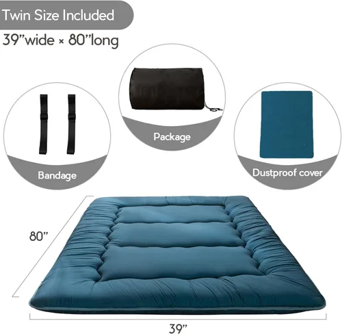 Miniatura 2 de MAXYOYO Colchón Japonés de Suelo Futón, Almohadilla Gruesa para Dormir Futón de Suelo Plegable Enrollable para Adultos Tapete de Tatami Cama