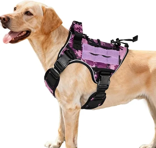 Miniatura 45 de Arnés táctico para perros grandes, chaleco reflectante ajustable sin tirones con sistema Molle, control de grado militar K9 para entrenamiento