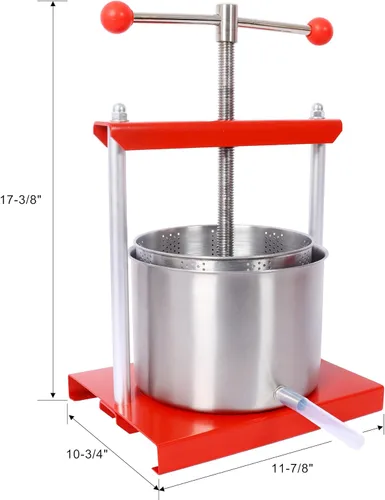 Miniatura 4 de Prensa manual para vino, máquina de prensa de barriles de acero inoxidable de 1.6 galones para jugo, verduras, vino, aceite de oliva, leche