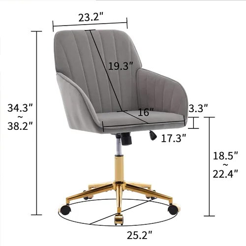 Miniatura 2 de KEIKI Bonita silla de tocador de terciopelo con ruedas giratorias de altura ajustable, respaldo tapizado moderno, sillas de escritorio de oficina