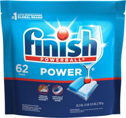 Miniatura 10 de Finish Power Cápsulas para lavavajillas, jabón detergente para lavavajillas sin enjuague previo para limpieza profunda y brillo con poder