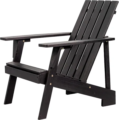 JONATHAN Y Irving PAT1001D - Silla Adirondack de madera de acacia maciza, resistente a la intemperie, para jardín, terraza y hoguera, acabado negro