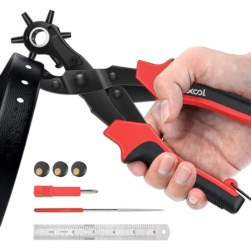Kit de pinza perforadora giratoria, juego de perforador de cuero XOOL para cinturones, correas de reloj, correas, collares de perro, sillines,