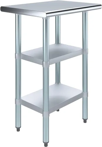 Miniatura 27 de Mesa de trabajo de acero inoxidable con 2 estantes Mesa de utilidad de metal Mesa de utilidad NSF para uso comercial y residencial