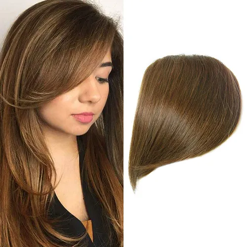 Miniatura 8 de Shinon Flequillo lateral grueso con clip, cabello humano real, flequillo, extensiones de flequillo barrido, extensiones de flequillo de aspecto