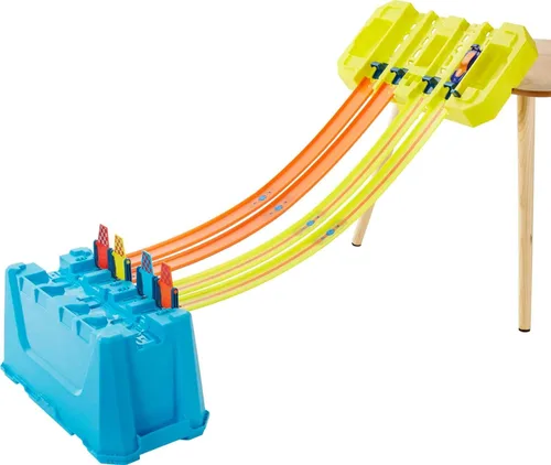 Miniatura 10 de Hot Wheels Track Builder Playset Multi Loop Box, 10 pies de pista y 1 auto de juguete a escala 1:64, cuenta con caja de almacenamiento
