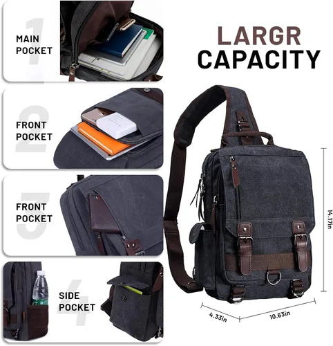 Miniatura 3 de Mygreen bolsa cruzada de lona, mochila de viaje