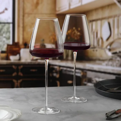Miniatura 6 de Juego de 2 copas de vino de cristal, sopladas a mano, 22 onzas con tallo largo, borde delgado, copas de vino blanco de primera calidad para bodas