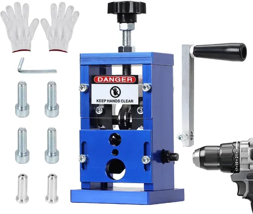 Garvee Máquina peladora manual mejorada, pelador de alambre de cobre de 0.06 a 1 pulgadas con manivela o taladro, herramienta portátil de aluminio