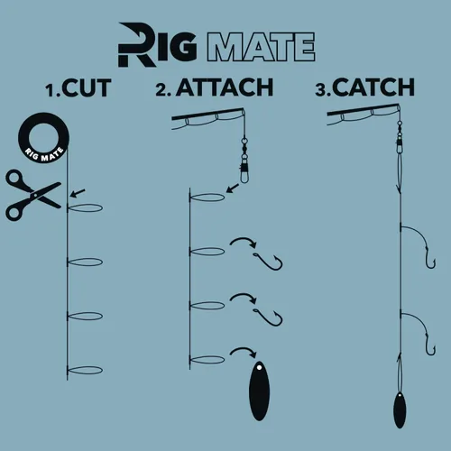 Miniatura 2 de Aparejos de Bucle Colgante Pre-Atados de 30 lb. Carrete de Línea de Pesca. Bucles Separados 18 Pulgadas con Tamaño de Bucle de 5.5 Pulgadas.