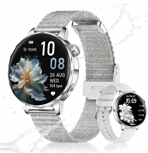 Miniatura 9 de Reloj inteligente para mujer, pantalla táctil HD de 1.27 pulgadas, llamadas Bluetooth, seguimiento de frecuencia cardíaca y sueño, más de 100 modos