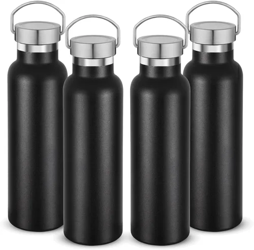 Miniatura 20 de Neihepal Paquete de 4 botellas de agua aisladas de 20 onzas, botella deportiva de doble pared de acero inoxidable con tapa de asa, termo Bubble gum