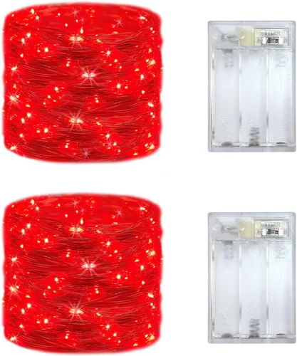 Miniatura 2 de Juego de 2 mini luces LED de hadas para interiores con temporizador, 6 horas encendidas/18 horas apagadas para decoración de bodas, fiestas