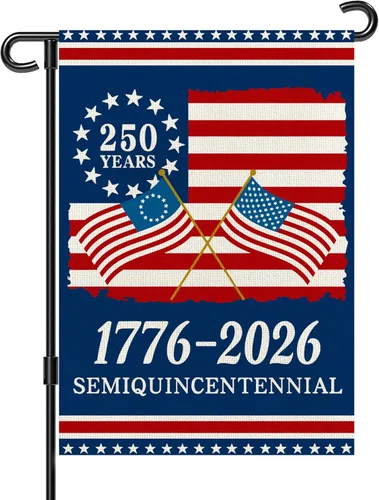Banderas de jardín con el 250 aniversario de Estados Unidos para exteriores, bandera de Estados Unidos del 250 aniversario 1776-2026, letrero