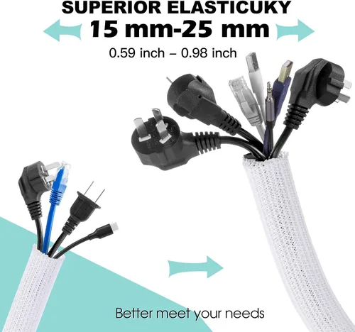 Miniatura 2 de AGPTEK Funda Protectora para Cables, 10 pies - 1 pulgada Organizador de Cables de Gestión de Cordones Bajo el Escritorio, Cubierta de Cables