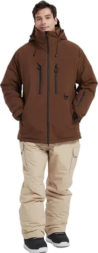 Miniatura 5 de Chaqueta de esquí impermeable para hombre, abrigos de nieve, snowboard de montaña, rompevientos, parka con capucha Marrón