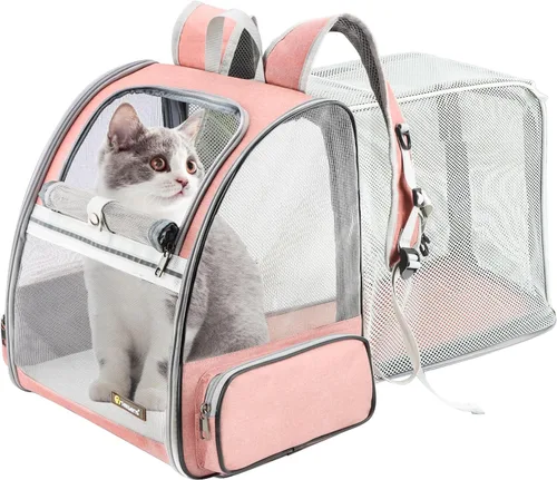 Miniatura 14 de Texsens Mochila para transportar mascotas innovadora de burbuja para gatos y perros Rosa (mesh pink)