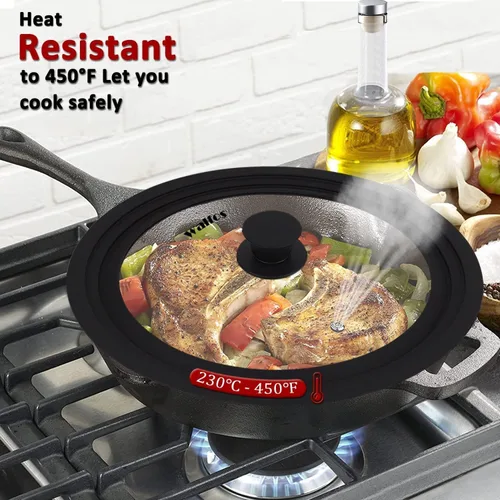 Miniatura 4 de Walfos Tapa universal para utensilios de cocina de 9, 10 y 10.5 pulgadas de diámetro, se adapta a ollas, sartenes y sartenes. Tapa de sartén