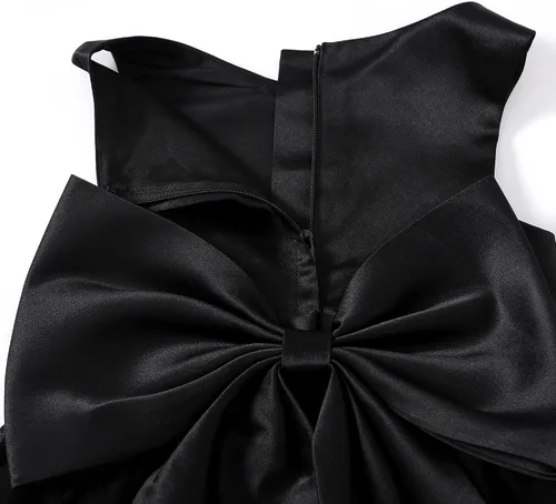 Miniatura 4 de OPAWO Vestidos negros para niña de flores para boda, vestido de Halloween, vestido de tul de encaje 3D satén princesa vestido de fiesta de bebé