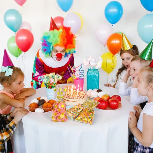 Miniatura 7 de Aodaer 100 bolsas de celofán dorado de 10.6 x 5.1 pulgadas, bolsas de plástico para dulces, bolsas de celofán, diseño de rayas de lunares, bolsa