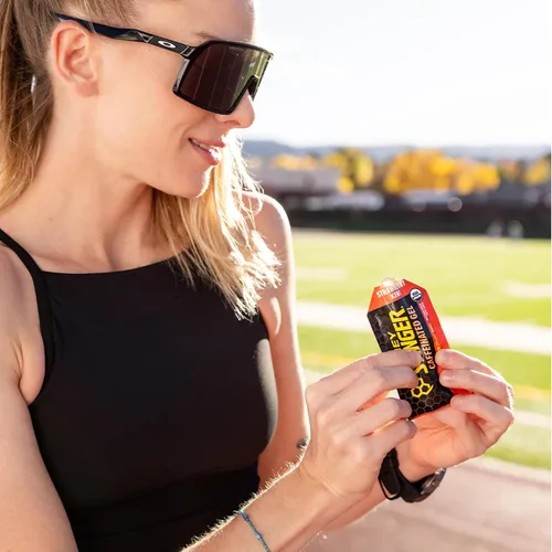 Miniatura 7 de Gel de energía de fresa y kiwi orgánico de Honey Stinger, con cafeína y sin gluten con miel orgánica, para ejercicio, running y rendimiento