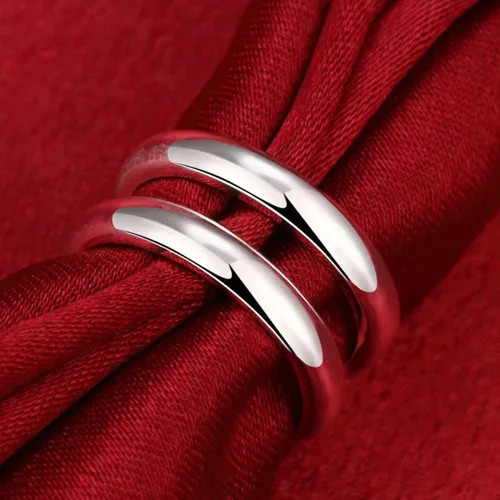 Miniatura 95 de Anillo de plata de ley 925, minimalista, ajustable, hecho a mano, para mujeres y niñas