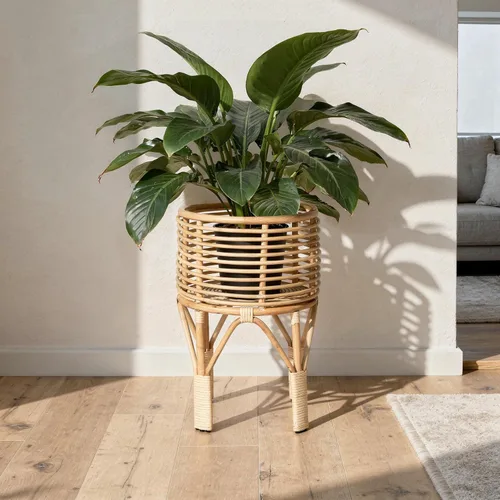 Miniatura 2 de KOUBOO Soporte para plantas de interior de ratán, pequeño, maceta natural marrón