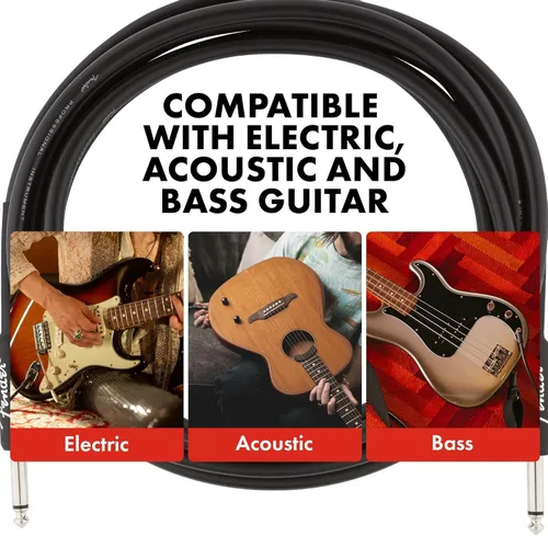 Miniatura 4 de Fender Cable de instrumento de serie Professional, cable de guitarra de 10 pies, listo para escenario con diseño antitorceduras, negro