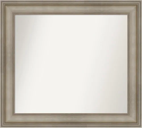 Miniatura 314 de Amanti Art Espejo de baño plateado para sobre el fregadero, 26 x 26 pulgadas, espejo cuadrado de plata antigua, marco de madera tradicional mediano