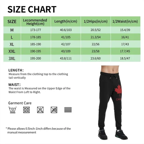 Miniatura 7 de Canada Maple Leaf Men's Joggers Pants with Pockets Athletic Loose-Fit Sweatpants for Workout, Running, Training Black