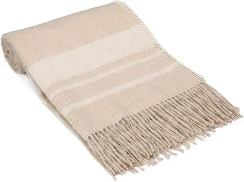 Mountain Whipstitch - Manta ecológica de lana de alpaca 100% sin teñir, colores naturales, suave y cálido, diseño a rayas, 72 x 52 pulgadas