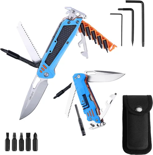 Miniatura 7 de HANSHI Llave Inglesa Ajustable Multiherramienta Martillo para Supervivencia, 16 en 1 Alicates Multiherramientas con Funda de Nylon, Navaja