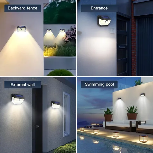 Miniatura 7 de Luces solares con sensor de movimiento para exteriores, 178 LED impermeables IP65, luz de seguridad montada en la pared con 3 modos, gran angular