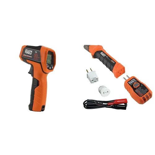 Klein Tools IR5 Termómetro infrarrojo láser dual 12:1 y kit de herramientas de búsqueda de disyuntores 80016 con accesorios, juego de 2 piezas,