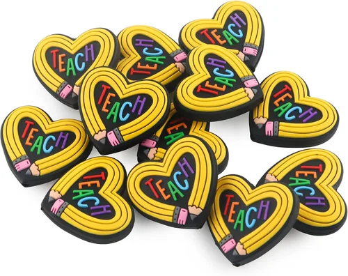 Sunrony 12 piezas de abalorios focales de silicona para hacer llaveros, abalorios focales de silicona de personaje de maestra para bolígrafos,