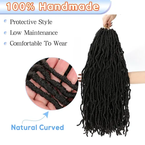 Miniatura 4 de Extensiones de cabello de ganchillo suaves de 22 pulgadas, 7 paquetes de rastas sintéticas preenlazadas para mujeres negras, extensiones de cabello