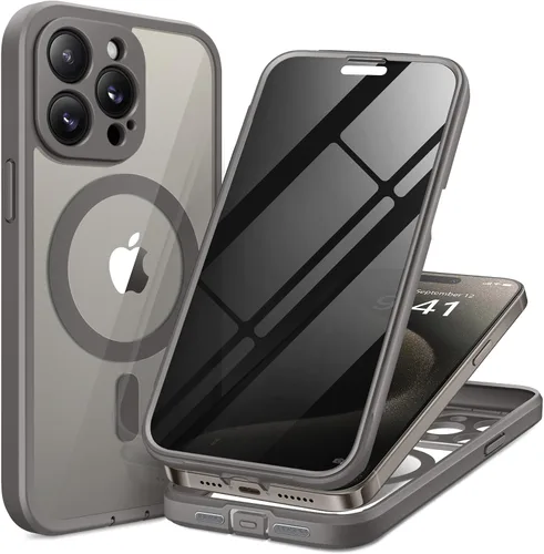 Miniatura 17 de TIESZEN Funda para iPhone 15, compatible con MagSafe, protector de pantalla de privacidad integrado y protección de cámara, antiespía, cuerpo