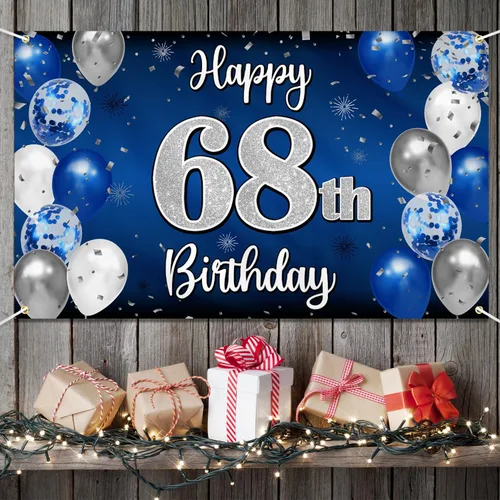 Miniatura 171 de Decoración de feliz cumpleaños 35, globo azul y plateado de 35 años, cartel grande de telón de fondo de cumpleaños, suministros para fiesta de 35th