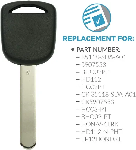 Miniatura 2 de Keyless2Go Repuesto para llave HO03 de encendido sin cortar con chip V de transpondedor V (paquete de 2)