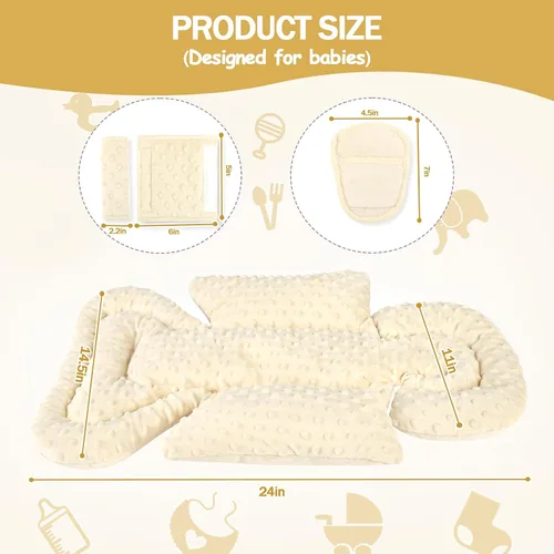 Miniatura 3 de Inserto de Asiento de Coche para Bebé Niño Niña, Inserto de Asiento de Coche 3 en 1 para Recién Nacido con Almohadillas y Correas, Respaldo