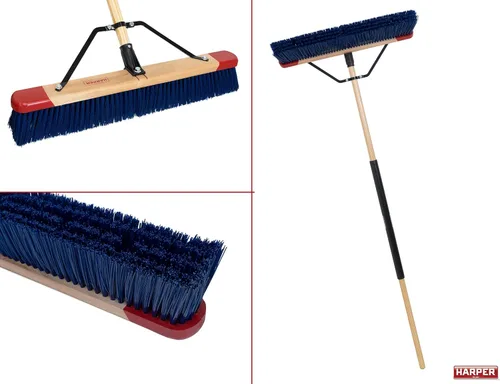 Miniatura 2 de Harper Escoba de empuje de 24 pulgadas con cerdas rígidas, superficie rugosa húmeda/seca al aire libre de alta calidad, para mantillo, grava, secado